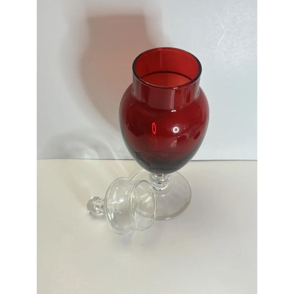 Vintage Anchor Hocking Glass Apothecary Jar with Lid Royal Ruby Red 8 1/4